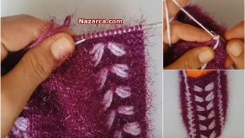 TÜRKÇE VİDEOLU ANLATILAN YAMALI ÖRGÜ PATİK ÖRNEĞİ 43