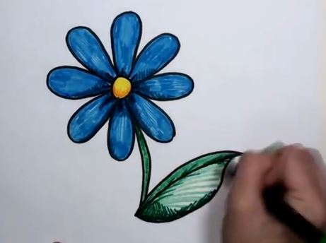 Blue-Daisy-Drawing-Lesson-kolay-papatya-cizmek