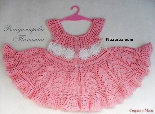 PEMBE DANTEL KIZ ELBİSESİ VE ŞABLONU