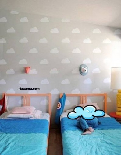 ÇOCUK VE BEBEK ODALARINA DUVAR BOYASI BULUT YAPILIŞI