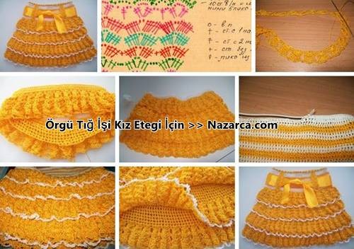 ÖRME TIĞ İŞİ FARBALI KATLI ÇOCUK ETEĞİ