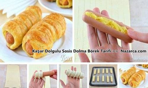 KAŞAR DOLGULU PRATİK MİLFÖY DOLMA SOSİS BÖREĞİ TARİFİ