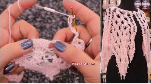 ALİZE İNCİLİ PEMBE ŞAL YAPIMI