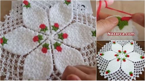 ÖRÜMCEKLİ DİLİMLİ GÜLLÜ ÖRGÜ LİF YAPIMI