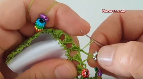 YAPRAKLI ÇİÇEKLİ FISTIKLI TIĞ OYASI YAPIMI