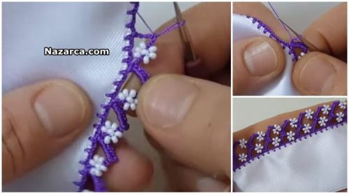 BONCUKLU KIR ÇİÇEKLİ TIĞ OYASI
