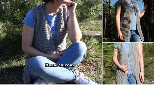 FARE DİŞİ MODELLİ KADIN YELEK TARİFİ