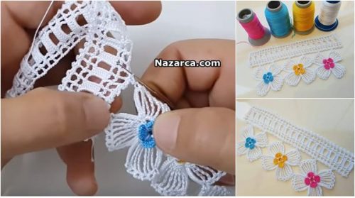 ÇEYİZLİK ZARİF ÇİÇEK MOTİFLİ HAVLU UCU DANTEL