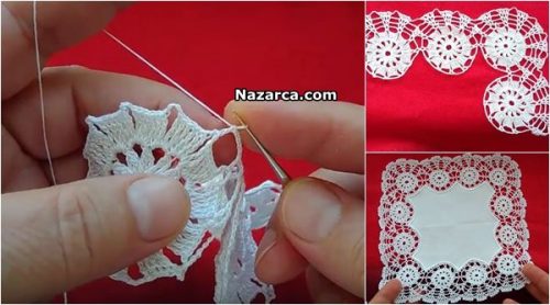 KUMAŞLA BİRLİKTE YAPILAN DANTEL VİTRİN PEÇETESİ