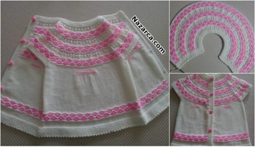 ROBASI PEMBE ÇİÇEKLİ ANLATIMI OLAN YENİ ROBALI BEBEK YELEK