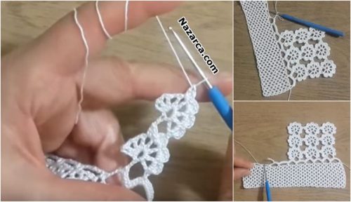 SIRA SIRA ÇİÇEKLER DANTELİ HAVLU KENARINA YAPILIŞI