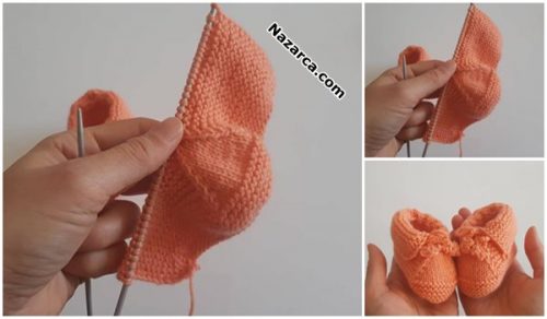 ELLE ÖRÜLEN BEBEK PATİKLERİNDE YAKALI PATİK YAPIMI