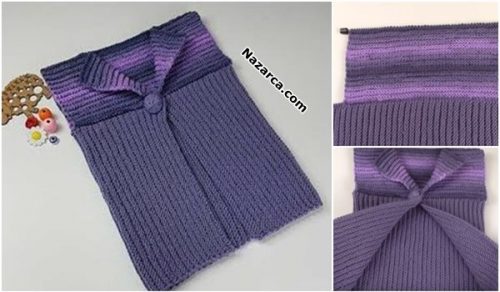 ARTIRMA KOL VE YAKA KESİMİ YAPMADAN BEBEK YELEĞİ ÖRÜN