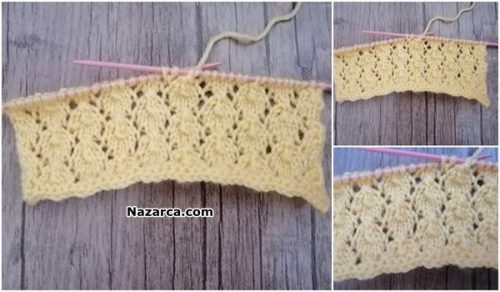BAHAR ÖRNEĞİ YAPRAKLI AJURLU KOLAY BAYAN ÖRGÜSÜ MODELİ