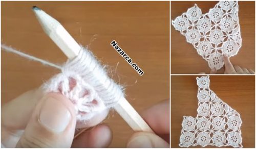 KALEMLE ÖRGÜ MOTİFTEN YAKA KOLTUK KESİMLİ YELEK VE GELİN ŞALI