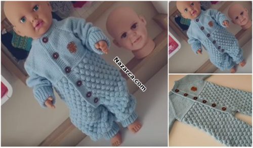 YAKADAN AYAK UCUNA DİKİŞ OLMAYAN BEBEK TULUMU ÖRME