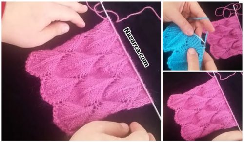 ÖRGÜYE ÇİFT KAT BAŞLAMALI DEV YAPRAKLAR ÖRGÜ DESENİ