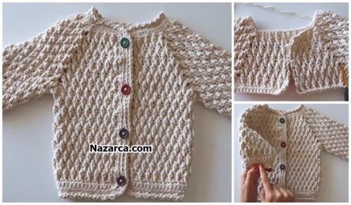 KALIN İPLE TIĞ İŞİNDEN BEBEK CEKETİ YAPMAK