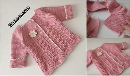 ÖRGÜ KEDİ PATİSİ ÖRNEKLİ BEBEK HIRKA VİDEOLU YAPIMI