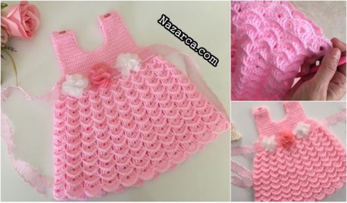 ORGANZE ÇİÇEKLE SÜSLÜ PEMBE MİNİK ELBİSE YAPIMI