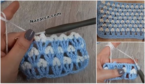 ÖNLÜ ARKALI KULLANILAN BEBEK BATTANİYE TIĞ ÖRGÜSÜ