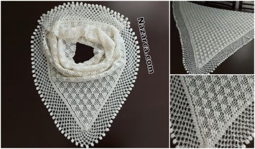 ÜZÜMLÜ FISTIKLI TIĞ ÖRGÜNÜN 3 KÖŞE ŞAL MODELİ