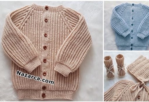 YAKADAN SELANİK HIRKA: BERE VE PATİK TAKIMLI Selanik-orgu-takim-erkek-bebek-hirka-patik-sapka