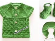 Yesil-cimen-patik-yelek-bebek-takimi