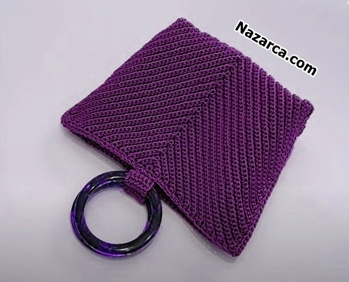 Macrame- Purple -Crochet- Knit- Bag