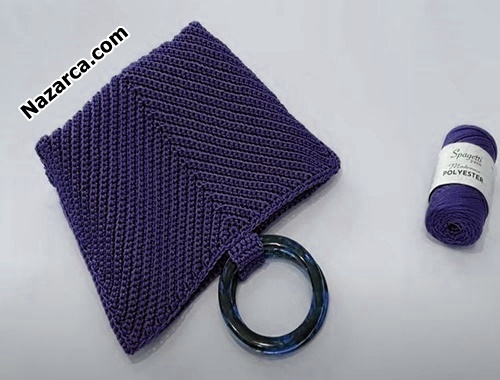 Navy- Blue -Macrame- Knit- Bag