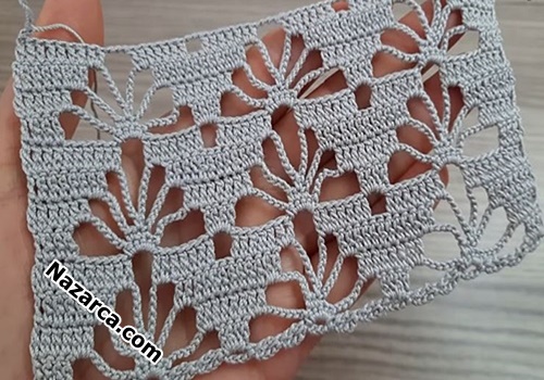cicek-desen-Crochet- Filet-Shawl