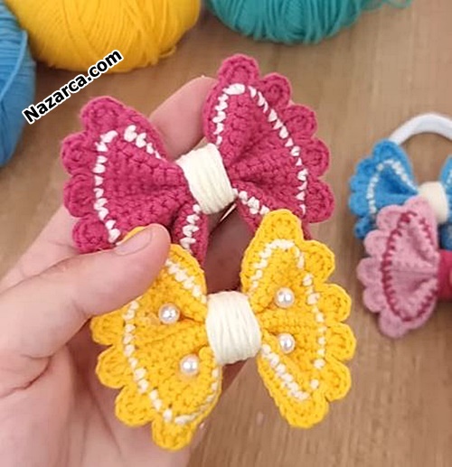Crochet -Knitting- ornament -Bow