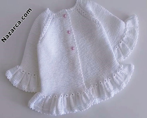 Ruffled- white -baby -girl -knit- cardigan