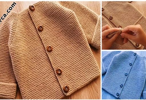 HAROŞA BEBEK CEKET: 2 YUMAKLA HIRKA YAPIMI harosa-bebek-ceket-2-yumak