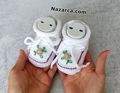 Rococo -embroidered -baby- booties- knit