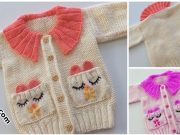 UYKUCU KEDİ SÜSLÜ CEPLİ BEBEK HIRKA: VİDEO uykucu-kedi-cepli-sirin-kiz-hirka