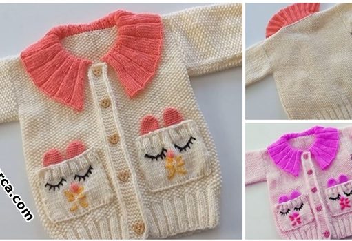 UYKUCU KEDİ SÜSLÜ CEPLİ BEBEK HIRKA: VİDEO uykucu-kedi-cepli-sirin-kiz-hirka