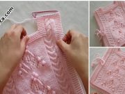 EFSANE PAMUK ŞEKERİ GİBİ BAĞCIKLI BEBEK SÜVETER seker-pembe-bagcikli-kiz-orgu-suveter