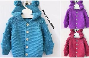 Baby-Strickjacke mit Kapuze