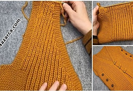 ÖRGÜ MODELLERİ KADIN YELEK:YANLARI KEMERLİ DÜĞMELİ 2023-hardal-40-beden-selanik-yelek