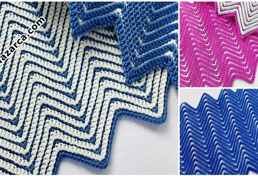 ÇİFT RENK ZİKZAK MODEL BEBEK BATTANİYE:TARİF cift-yonlu-renkli-Zikzak-Battaniye-2023