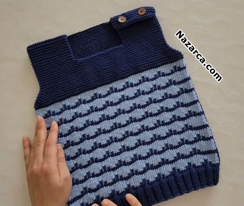 Signal- Patterned- Baby -Sweater -Knitting