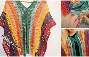 Crochet -knitted -Poncho- shawl-12