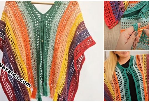 Crochet -knitted -Poncho- shawl-12