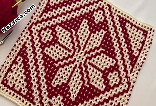 Tejido de -mosaico- moderno -Tejido de- crochet
