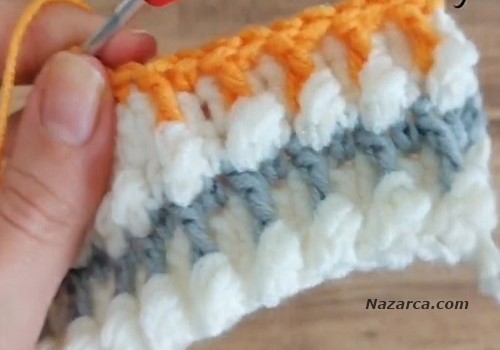 Tomurcuklu renkli tığ modeli