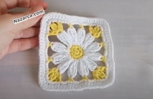Tığla 2 renk papatya motif